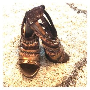 High heeled shoes.